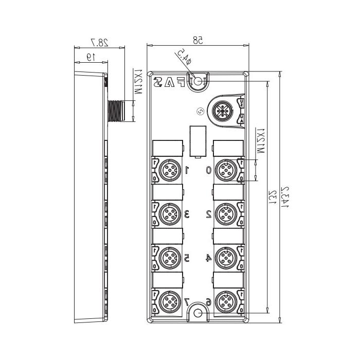 M12 interface, IO-Link Hub, NPN, 16DI, 00B931